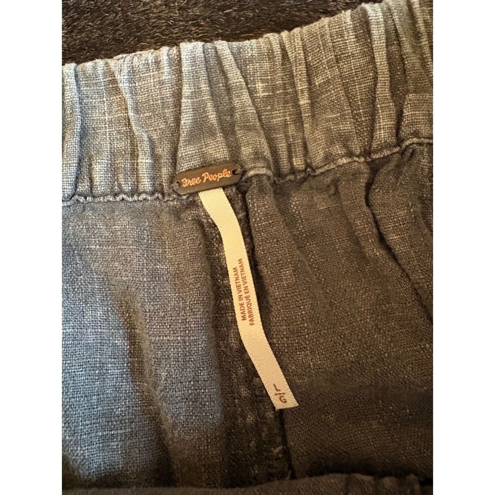 FREE PEOPLE High Road Pull On Linen Blend Barrel Pants Size Large Acid Wash - Picture 3 of 9